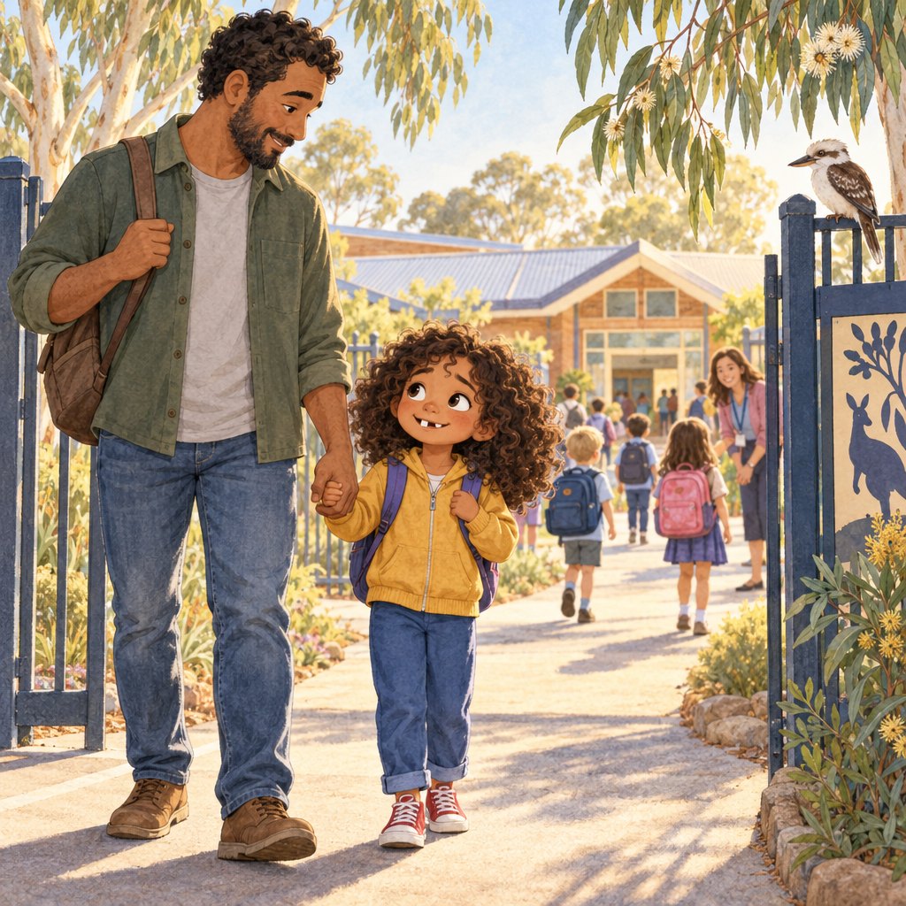 Storybook illustration for starting school